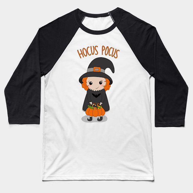 Cute Kawaii Witch Baseball T-Shirt by valentinahramov